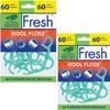 Mint Waxed Dental Flossers, Dr Fresh,s 60 Count Smooth Glide Floss Picks for Plaque Removal & Gum Care (Pack of 2) view 1