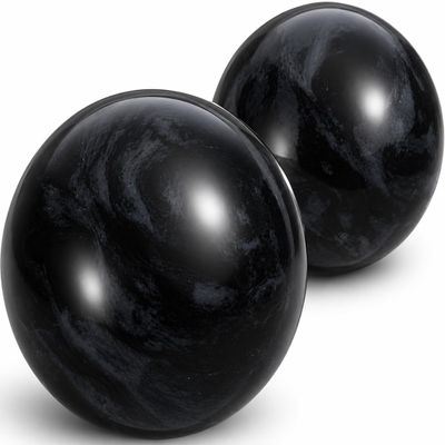 Baluue 2pcs 35mm Chinese Baoding Balls, Black Obsidian Marble Hand Exercise Solid Balls for Stress Relief Reduction & Grip Strength Training Quiet Meditation Tool