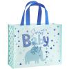 Loveinside 13" Large Baby Boy Reusable Gift Bag, Blue Elephant Design, Recycled Party Favor Gift Bag with Handles for Baby Shower, Newborn Boys, 13" x 5" x 10", 1 Pcs view 1