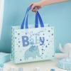 Loveinside 13" Large Baby Boy Reusable Gift Bag, Blue Elephant Design, Recycled Party Favor Gift Bag with Handles for Baby Shower, Newborn Boys, 13" x 5" x 10", 1 Pcs view 2