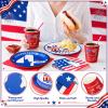 Domensi 120 Pcs 4th of July Decorations 250th Anniversary Patriotic Party Supplies American Flag Tableware Set Plates Napkins Cups Red White Blue Decor for Independence Memorial Day Serve 30 (Classic) view 4