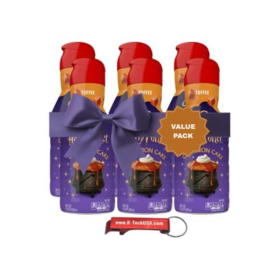 Toffee Cake Liquid Coffee Creamer, Non Dairy Flavored Coffee Creamer, 28 fl oz Bottles (Pack of 6) for Hot and Iced Coffee with Keychain