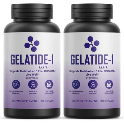 (2 Pack) Gelatide Capsules, Advanced Gelatide-1 Feel Balanced Live Well Supplement Pills, Official Gelatide Loss Support for Active Lifestyle & Overall Wellness (120 Capsules)