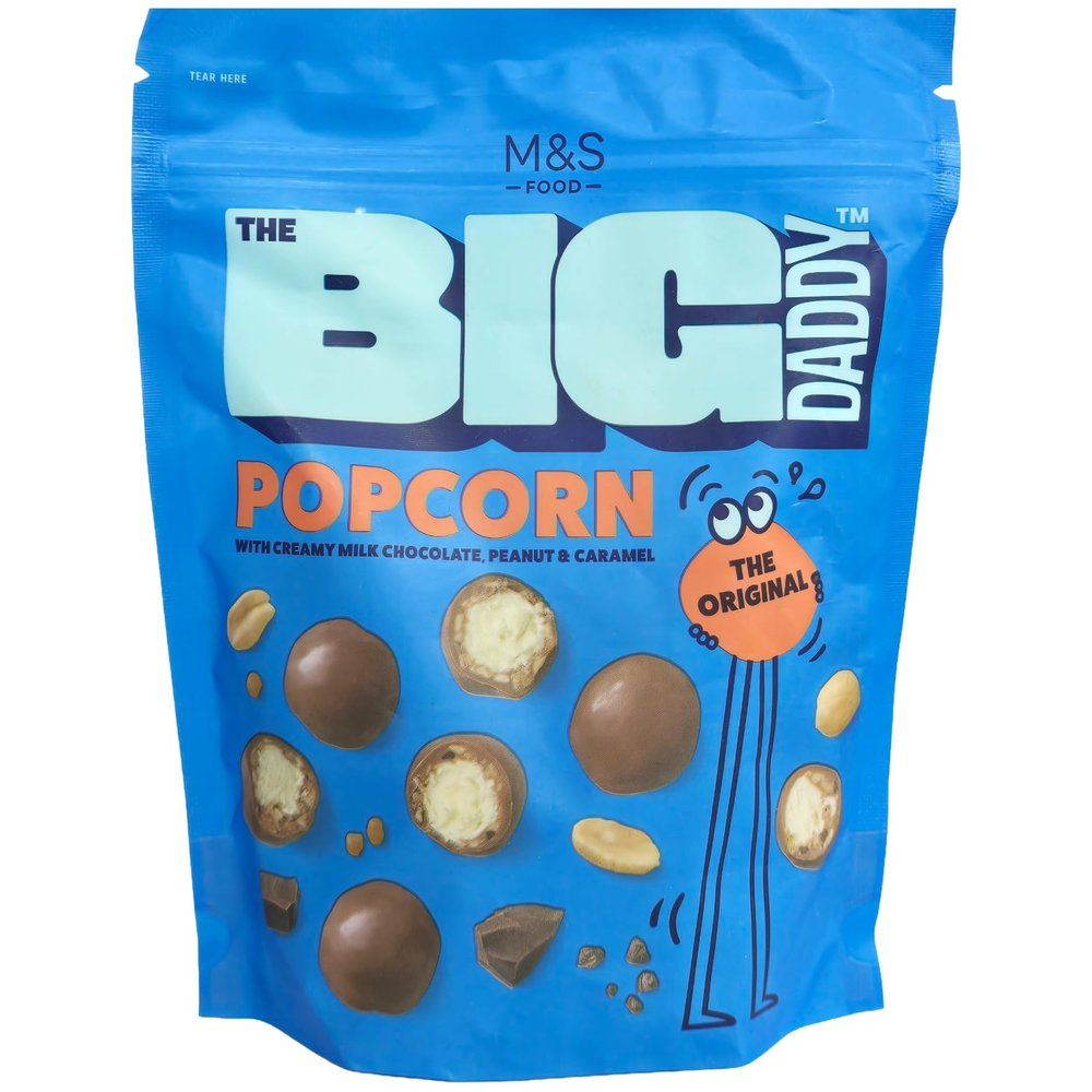 M&S The Big Daddy Salted Caramel Toffee Popcorn with Creamy Milk Chocolate, Peanut & Caramel, 210g, Father's day Treat Gift