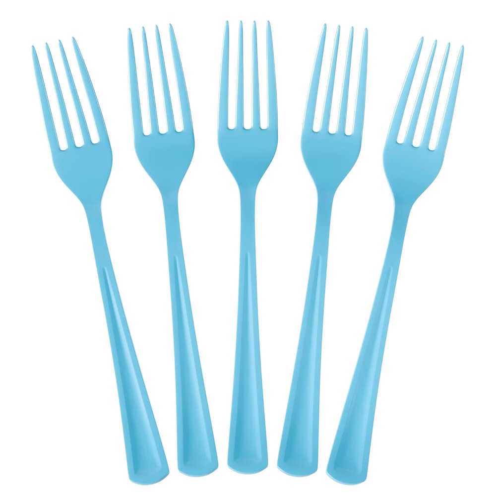 SK.Royal Heavy Duty Light Blue Plastic Forks | 50 Count,7.5 in