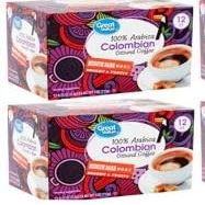 100% Arabica Colombian Medium Dark Ground Coffee Pods, 0.33 oz, 12 count (Pack of 2)