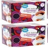 100% Arabica Colombian Medium Dark Ground Coffee Pods, 0.33 oz, 12 count (Pack of 2)