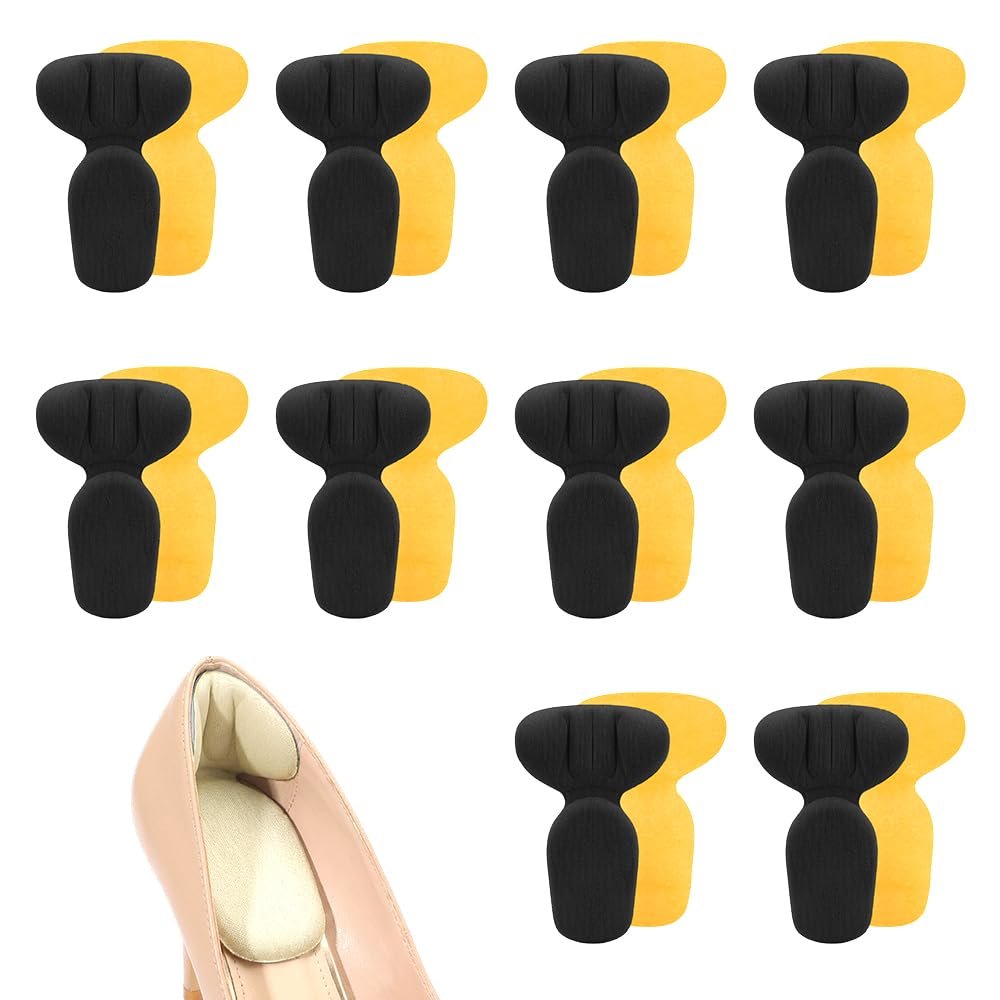 10 PCS Anti-Slip Heel Liners for Women Shoes, Soft Cushion Heel Pads for Shoes that are Too Big, Back Heel Cushion Pads Heel Grips Shoe Heel Inserts for Women and Men (Black)