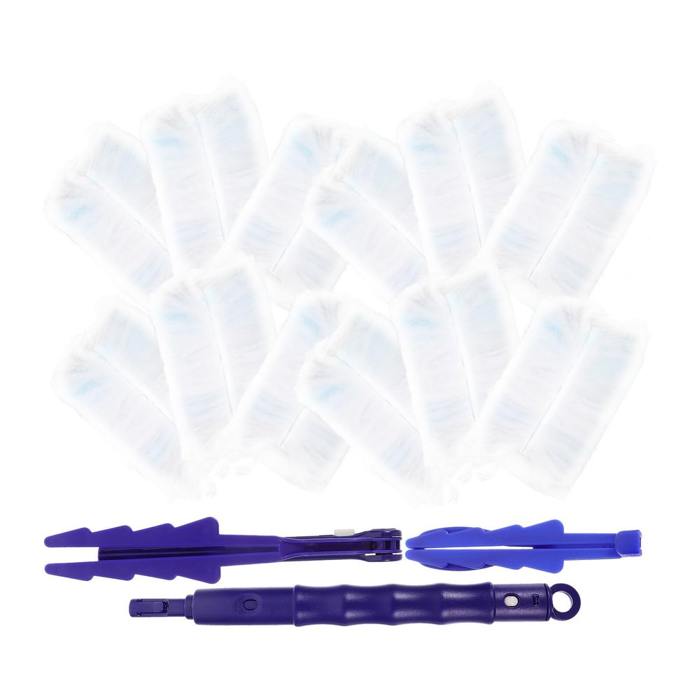 STOBAZA Disposable Home Dust Duster Set with Short and Long Handles, Non-Woven Fabric and Microfiber Heads, 20 Replacement Dusting Brush Refills for Household Cleaning