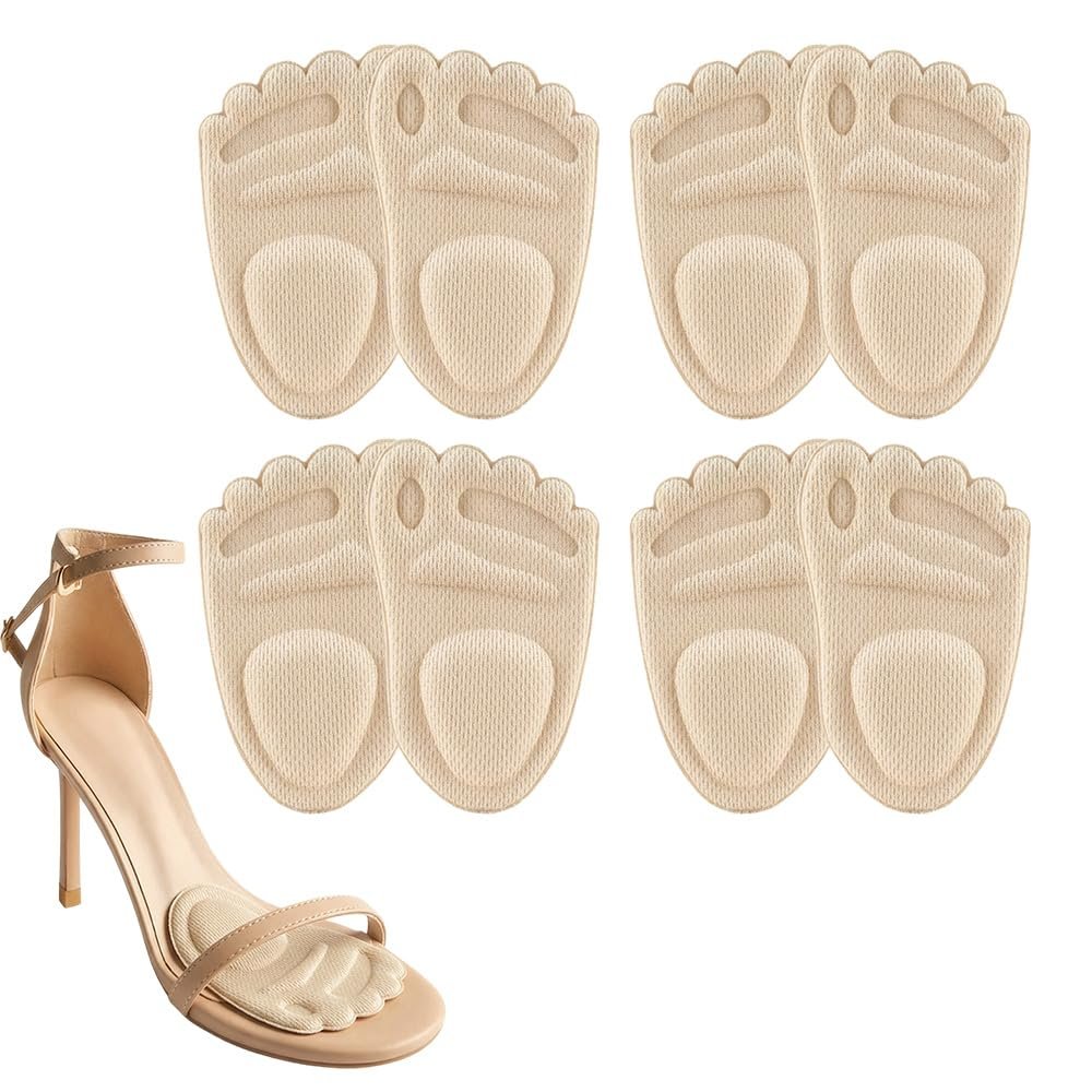 Metatarsal Pads for Women Men, 2026 Upgrade Breathable Shoe Inserts, Ball of Foot Cushions for Pain Relief, Comfort Non-Slip Foot Pads (Beige, 4 Pairs)