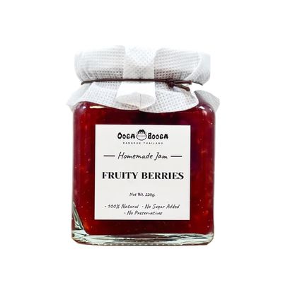 Fruit Jam with Stevia, No Sugar Added, Glass Jar - Preservative-Free Fruit Spread for Toast, Desserts, and Refreshing Drinks 220ml (Fruity Berries)