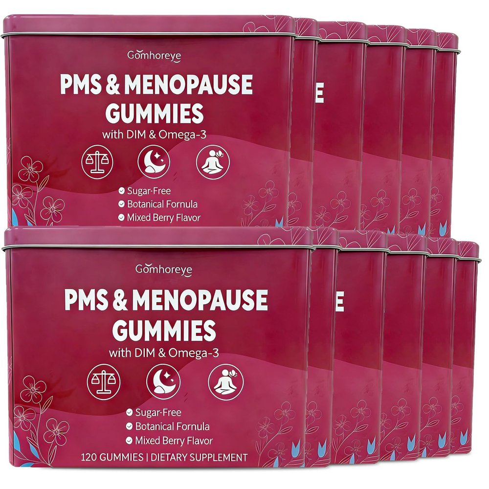 Gomhoreye Menopause Supplements for Women Gummies- Menopause, Perimenopause & PMS Relief Gummies, 12 Packs