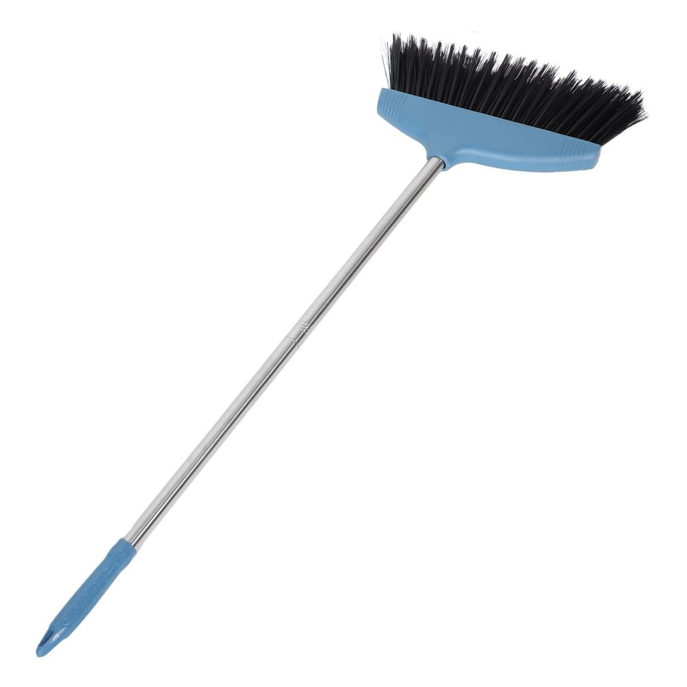 Adorainbow Soft Bristle Sweeping Broom with Long Stainless Steel Handle, Anti-Hair Lint Household Cleaning Broom for Indoor and Outdoor Use, Blue Floor Sweeper for Kitchen and Office