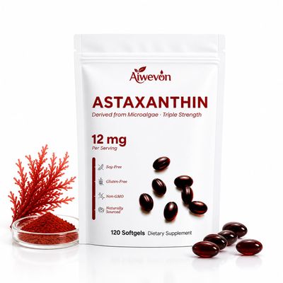 Aiwevon High Potency Astaxanthin 12mg 120 Softgels, Natural Astaxanthin Supplement from Microalgae with MCT Oil, Powerful Antioxidant Support for Healthy Aging Energy Skin Eye Joint Wellness, Non-GMO