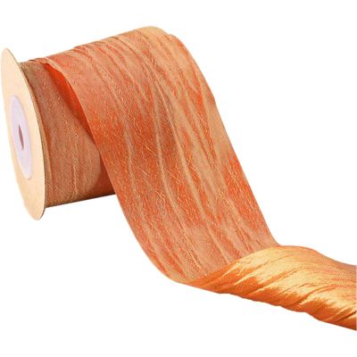 10 Yards Pleated Organza Ribbon, 1 Inch Gathered Edging Trimmings Tulle Fabric for Wedding Dress Gown Clothing Applique Embellishment DIY Sewing Crafts(Dark Orange)
