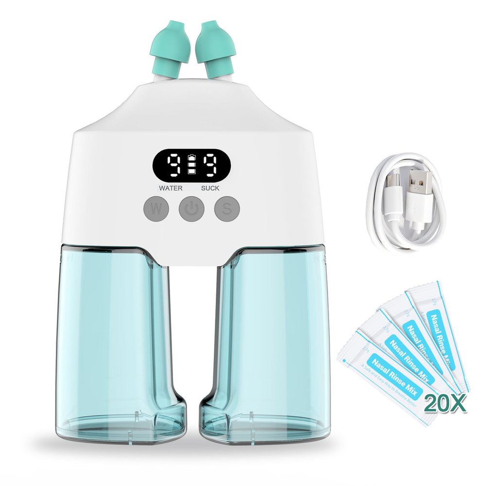 Cimotsde Nasal Irrigation System with 20 Saline Packets, Sinus Rinse Machine, Nose Sinus Cleaner Machine with Water Tank & Waste Collection Tank