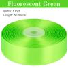 CLUEWR Fluorescent Apple Green Satin Ribbon, 1 Inch, 50 Yards view 2