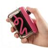 Automatic Floss Dispenser Portable Dental Floss Holder Can Hold 50 Floss Picks - Hygienic Press and Pop Floss Dispenser Case - Refillable Travel Floss Case for Pocket, Purse and Car - Black Pink view 1
