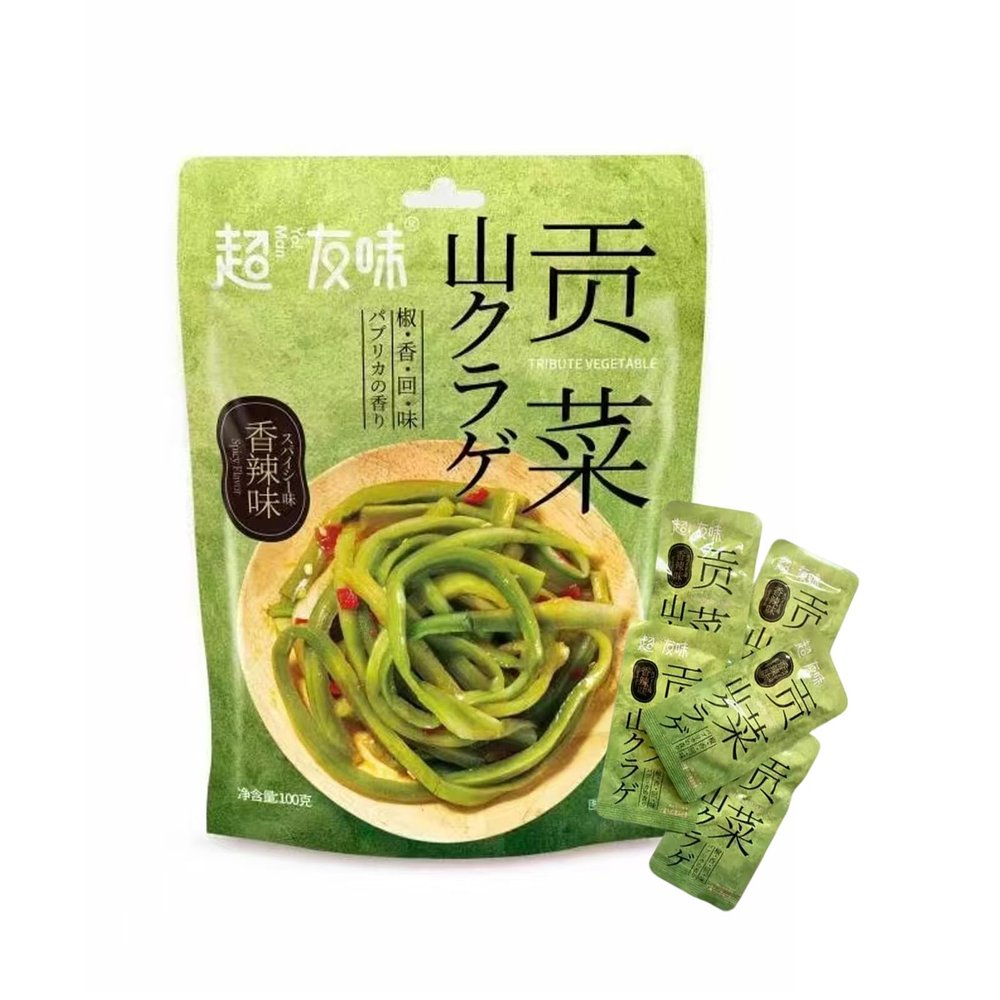 Spicy Cold Vegetable Salad Gongcai 100g/3.52oz | Crispy Savory Snack | Ready to Eat | Versatile Side Dish for Noodles, Rice & Kimchi | Convenient Individually Wrapped Pack of 5 Portable Servings