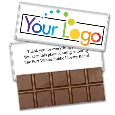 252 Pack Personalized Belgian Milk Chocolate Business Promotional Add Your Logo Candy Bar Favors For Corporate Gifting, Advertising Treats And Office Party Giveaways - White