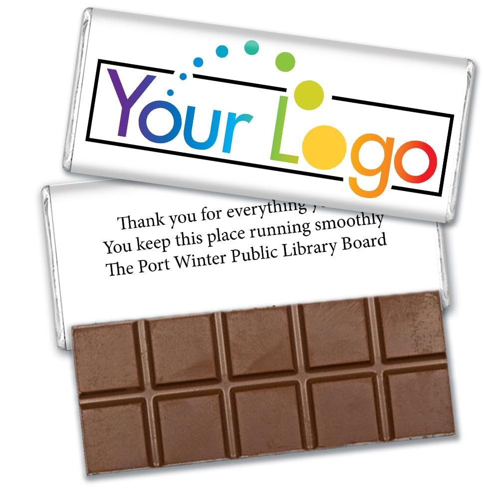 252 Pack Personalized Belgian Milk Chocolate Business Promotional Add Your Logo Candy Bar Favors For Corporate Gifting, Advertising Treats And Office Party Giveaways - White