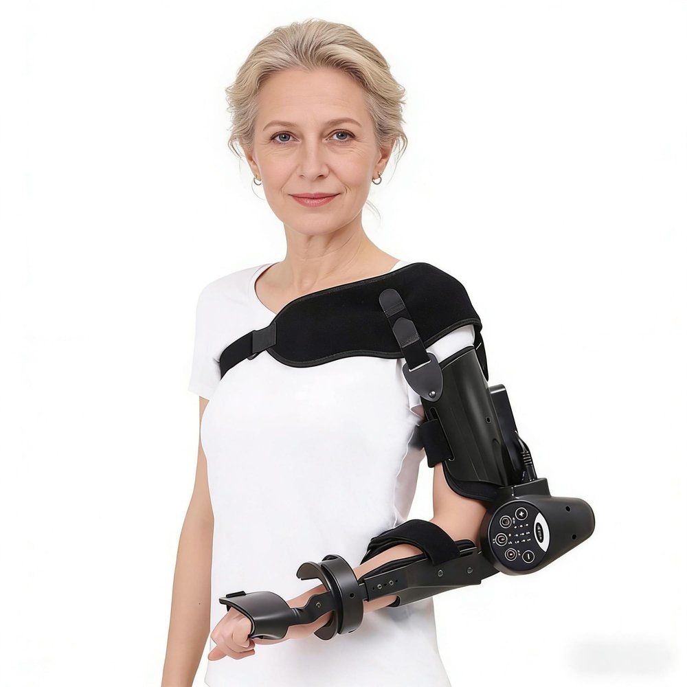 Smart Electric Elbow Brace Stroke Arm Trainer Manual/Automatic Modes Speed Adjustable Rehab Device 0-110 Range(Left)