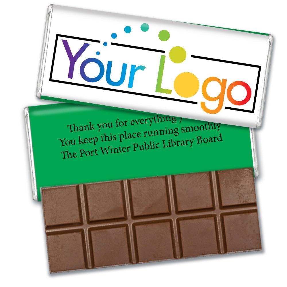 252 Pack Personalized Belgian Milk Chocolate Business Promotional Add Your Logo Candy Bar Favors For Corporate Gifting, Advertising Treats And Office Party Giveaways - Green