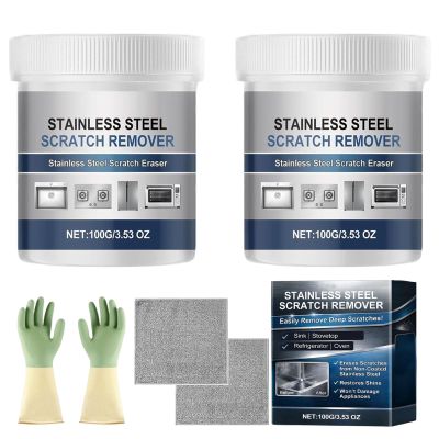 Stainless Steel Scratch Remover Kit, Stainless Steel Scratch Repair Kit, Polishing Repair 100g All-Purpose Restorer Rust Remover for Fridge Stove Faucet Appliance (2PCS)