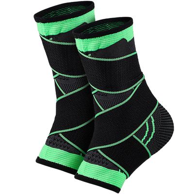 2 Pcs Fluorescent Lime L (size 40-42) Compression Ankle Support Brace Sleeve Wrap for Sprain Protection and Joint Stability
