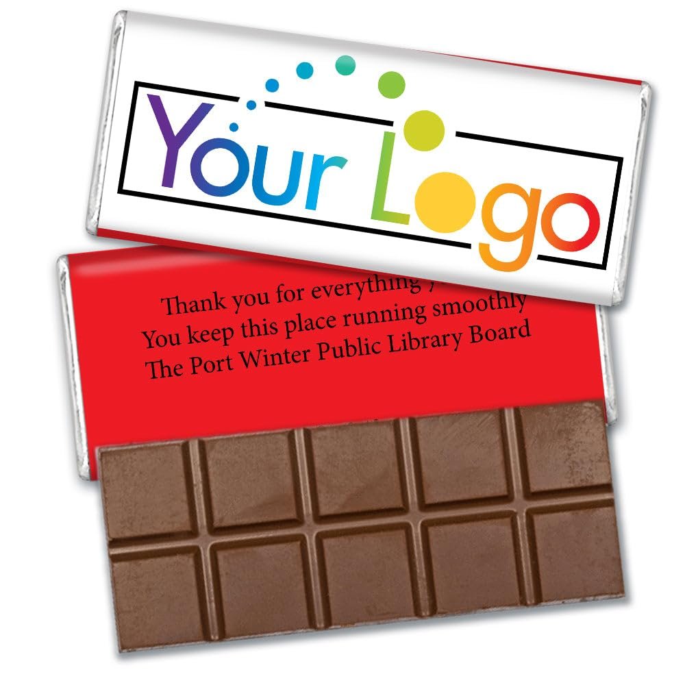 252 Pack Personalized Belgian Milk Chocolate Business Promotional Add Your Logo Candy Bar Favors For Corporate Gifting, Advertising Treats And Office Party Giveaways - Red
