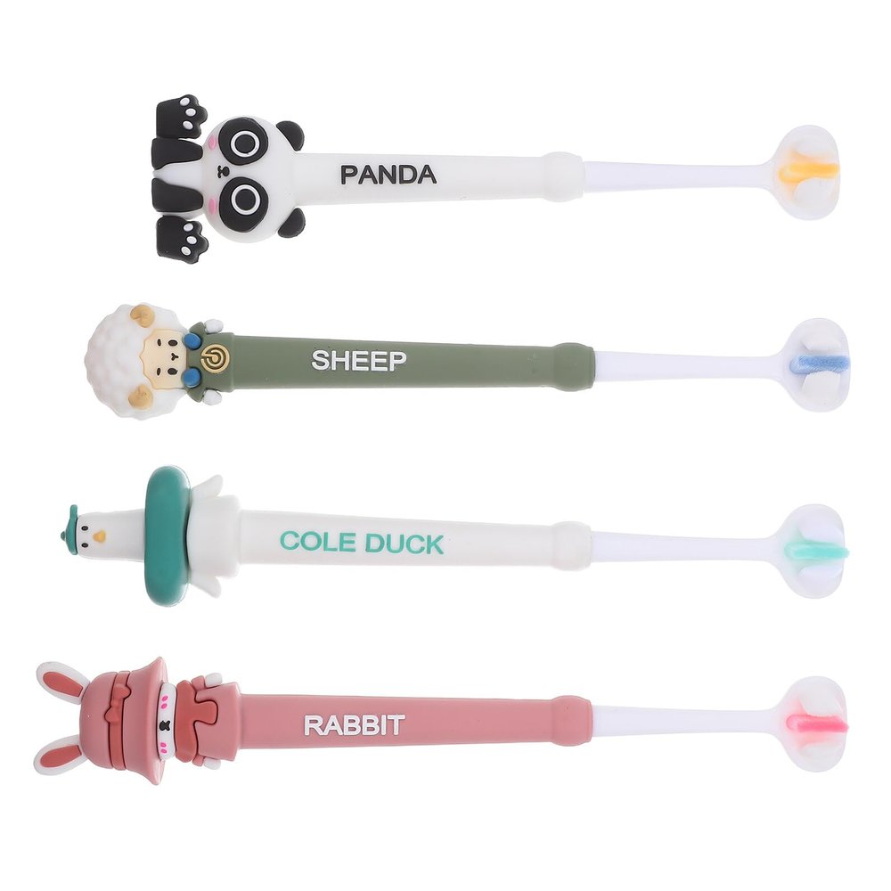 Ipetboom 3-Sided Toothbrush 4pcs with Extra Soft Bristles for Gentle Oral Care, Ergonomic Grip Manual Toothbrush for Boys and Ages 3