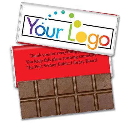 36 Pack Personalized Belgian Milk Chocolate Business Promotional Add Your Logo Candy Bar Favors For Corporate Gifting, Advertising Treats And Office Party Giveaways - Red