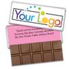 12 Pack Personalized Belgian Milk Chocolate Business Promotional Add Your Logo Candy Bar Favors For Corporate Gifting, Advertising Treats And Office Party Giveaways - Pink view 1