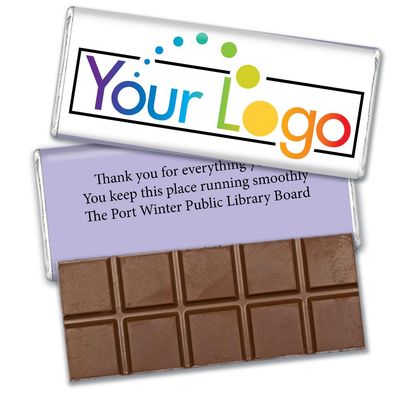 12 Pack Personalized Belgian Milk Chocolate Business Promotional Add Your Logo Candy Bar Favors For Corporate Gifting, Advertising Treats And Office Party Giveaways - Lavender