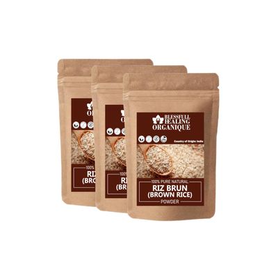 Blessfull Healing Organic Brown Rice Powder 100% Pure Natural 100 Gram (3.52 oz) Each (Pack of 3) = 300 Grams, Vegan