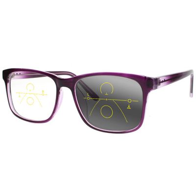 SightPerk Men Women Rectangular Transition Photochromic Progressive Multifocal Reading Glasses (Purple, 1.25, x)