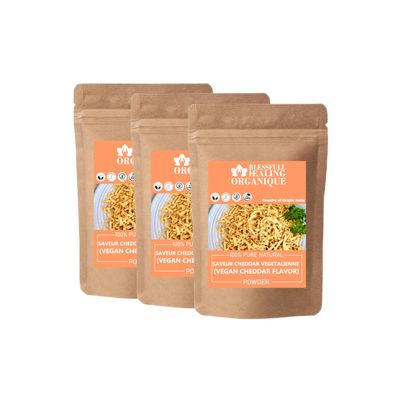 Blessfull Healing Organic Vegan Cheddar Flavor Powder 100% Pure Natural 100 Gram (3.52 oz) Each (Pack of 3) = 300 Grams, Vegan