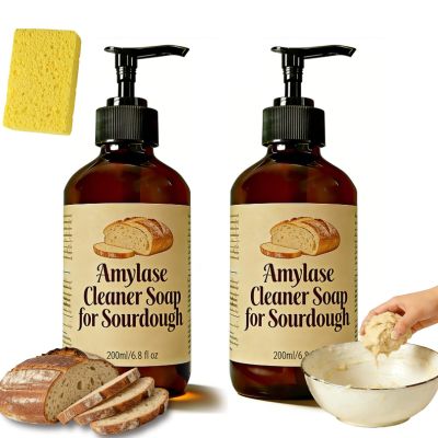 Dough Cleaner Soap for Sourdough, Sourdough & Baking Mess Enzyme Powered Formula Breaks down Stuck-on Dough, Reduces the Need for Scrubbing and Soaking, for Kitchen of Bowls, Pots, Utensils (2pcs)