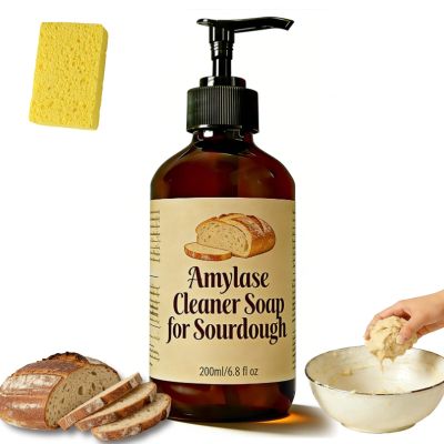 Dough Cleaner Soap for Sourdough, Sourdough & Baking Mess Enzyme Powered Formula Breaks down Stuck-on Dough, Reduces the Need for Scrubbing and Soaking, for Kitchen of Bowls, Pots, Utensils (1pc)