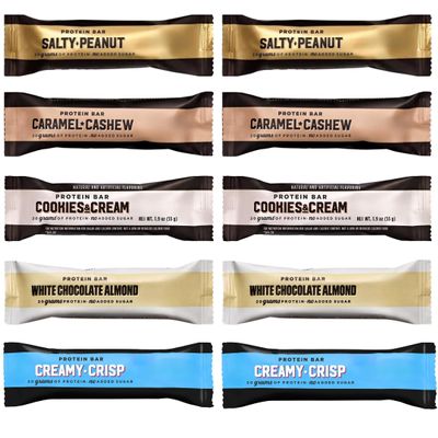 BarebeIIs Protein Bars Assorted Variety Pack - 5 Flavor - Protein Snacks with 20g of Protein with 1g of Total Sugars - 10 Count
