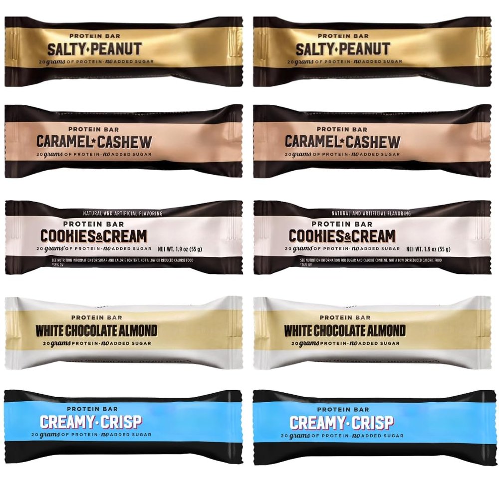 BarebeIIs Protein Bars Assorted Variety Pack - 5 Flavor - Protein Snacks with 20g of Protein with 1g of Total Sugars - 10 Count