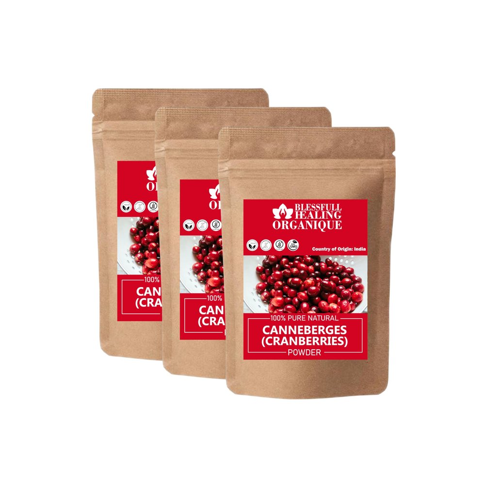 Blessfull Healing Organic Cranberries Powder 100% Pure Natural 100 Gram (3.52 oz) Each (Pack of 3) = 300 Grams, Vegan