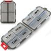 7 Day Compact Pill Organizer, Foldable Portable Travel Pill Box with Double Protection, Daily Small Pill Case Dispenser for Medication, Vitamins, Supplements (Clear Black) view 1