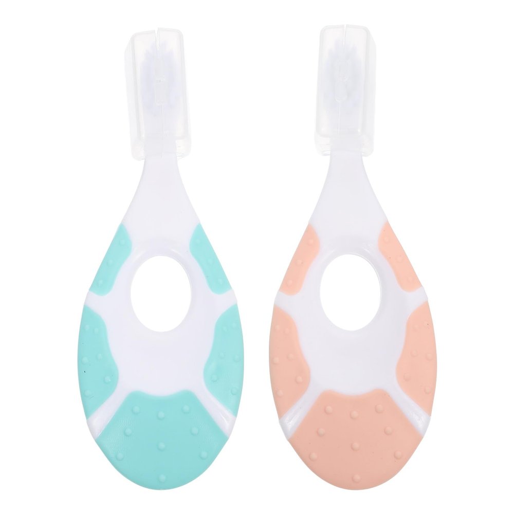 WATIIFUFU 2pcs Soft Bristle Toothbrushes for Ages 0-10 Mint Green and Light Pink Suitable for Oral Care and Teeth Cleaning Random Color
