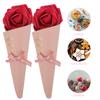 FOMIYES DIY Flower Cone Candy Bags 5pcs Pink Cone Candy Containers with Red Flowers and Pink Bow Wedding Favor Treat Bags for Party view 3