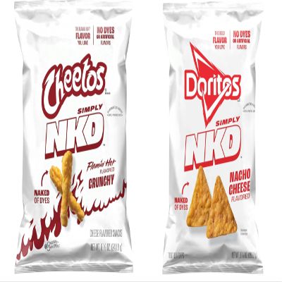 Cheetos & Doritos Simply NKD Chips No Dyes No Artificial Flavors - 2 bags (Cheetos Flamin Hot & Doritos Nacho Cheese)