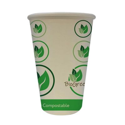 BioGreenChoice 16 oz. Compostable Eco-friendly Hot Paper Cup with PLA Lining, Single Wall Printed disposable Hot Coffee cups - (1000 Count- Bulk)