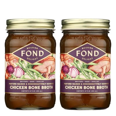 Bone Broth Chicken Shiitake (14 fl oz) Keto for Low Carb Diets High Protein Snacks Alternative Chicken Broth for Emergency and Survival Food Pack of 2
