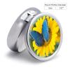 Sunflower Blue Butterfly Pill Box Exquisite Pill Organizer Cute Medicine Holder with COF Portable Compact Medicine for Vitamins, Fish Oil, Supplements and Medications view 2