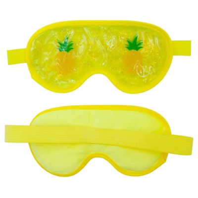 WAGJIA Cooling Gel Eye Mask with Fruit Print, Reusable PVC Ice Pack for Cold & Hot Therapy, Soft Comfortable Eye Cover for Migraines, Headaches, Skin Care(Yellow)